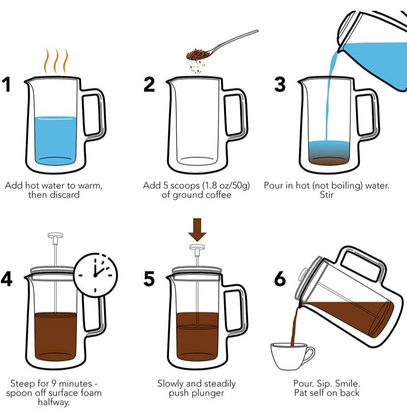 Kaffe French Press Coffee Maker. Double-Wall Stainless Steel