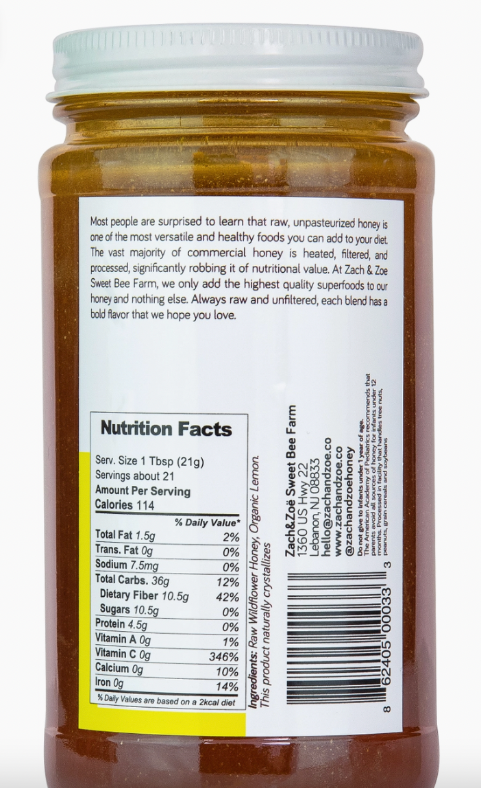 Zach & Zoe Wildflower Honey with Lemon