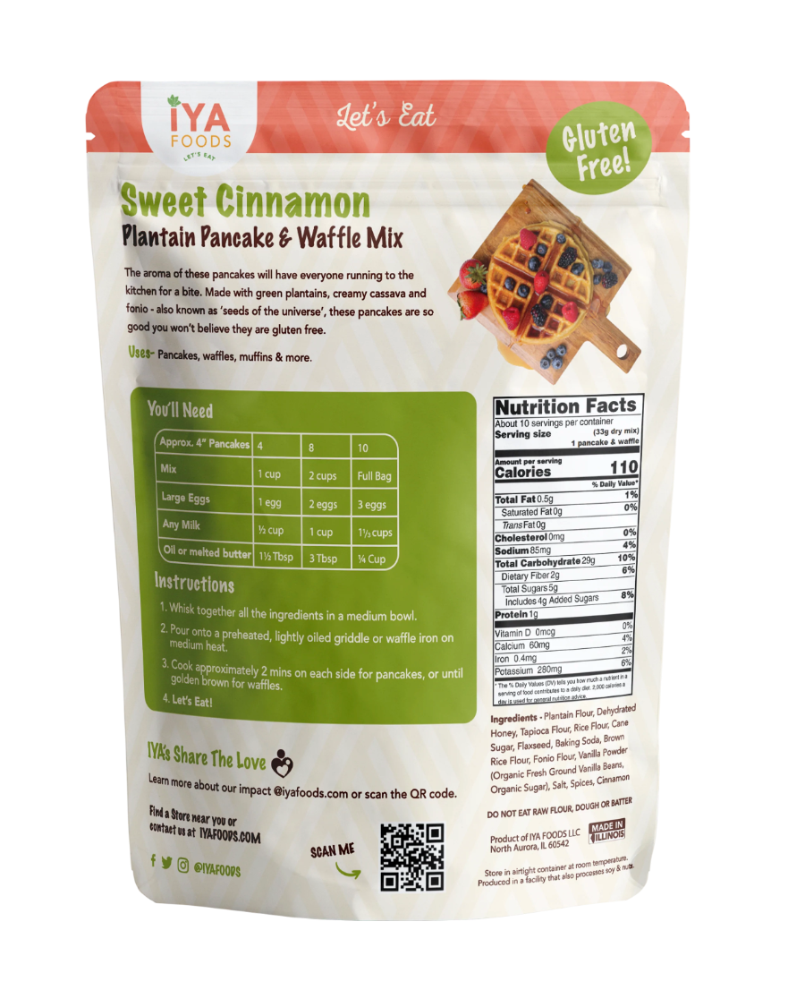 Iya Foods Sweet Cinnamon Plantain Pancake & Waffle Mix