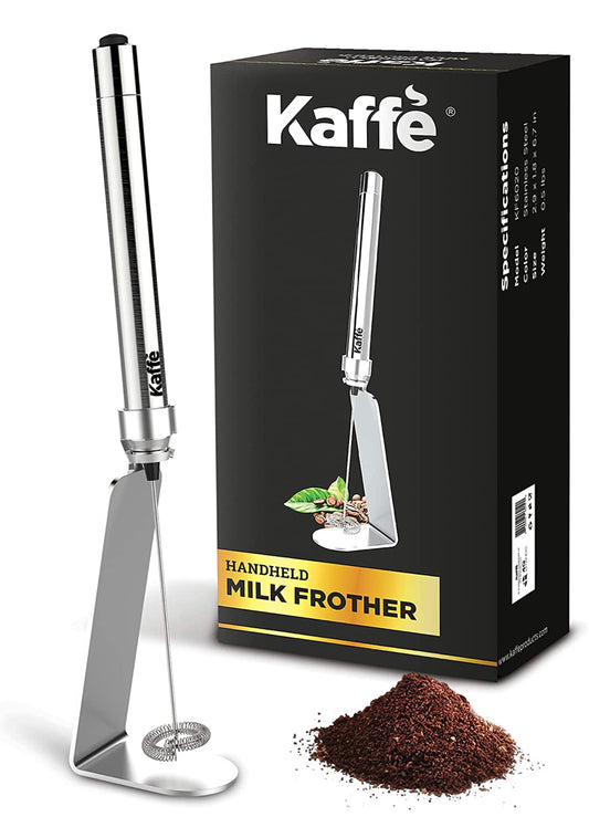 Kaffe Handheld Milk Frother with Stand - Stainless Steel