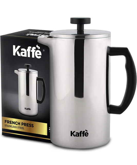 Kaffe French Press Coffee Maker. Double-Wall Stainless Steel